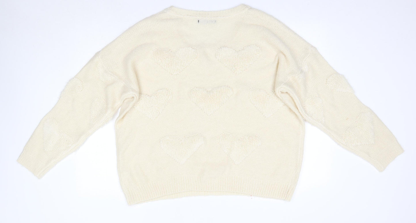 Primark Womens Ivory Round Neck  Acrylic Pullover Jumper Size 20