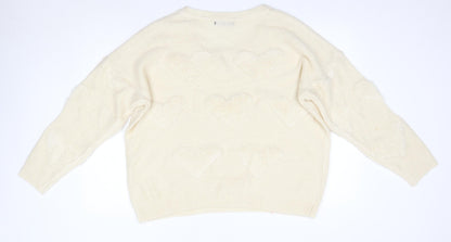 Primark Womens Ivory Round Neck  Acrylic Pullover Jumper Size 20