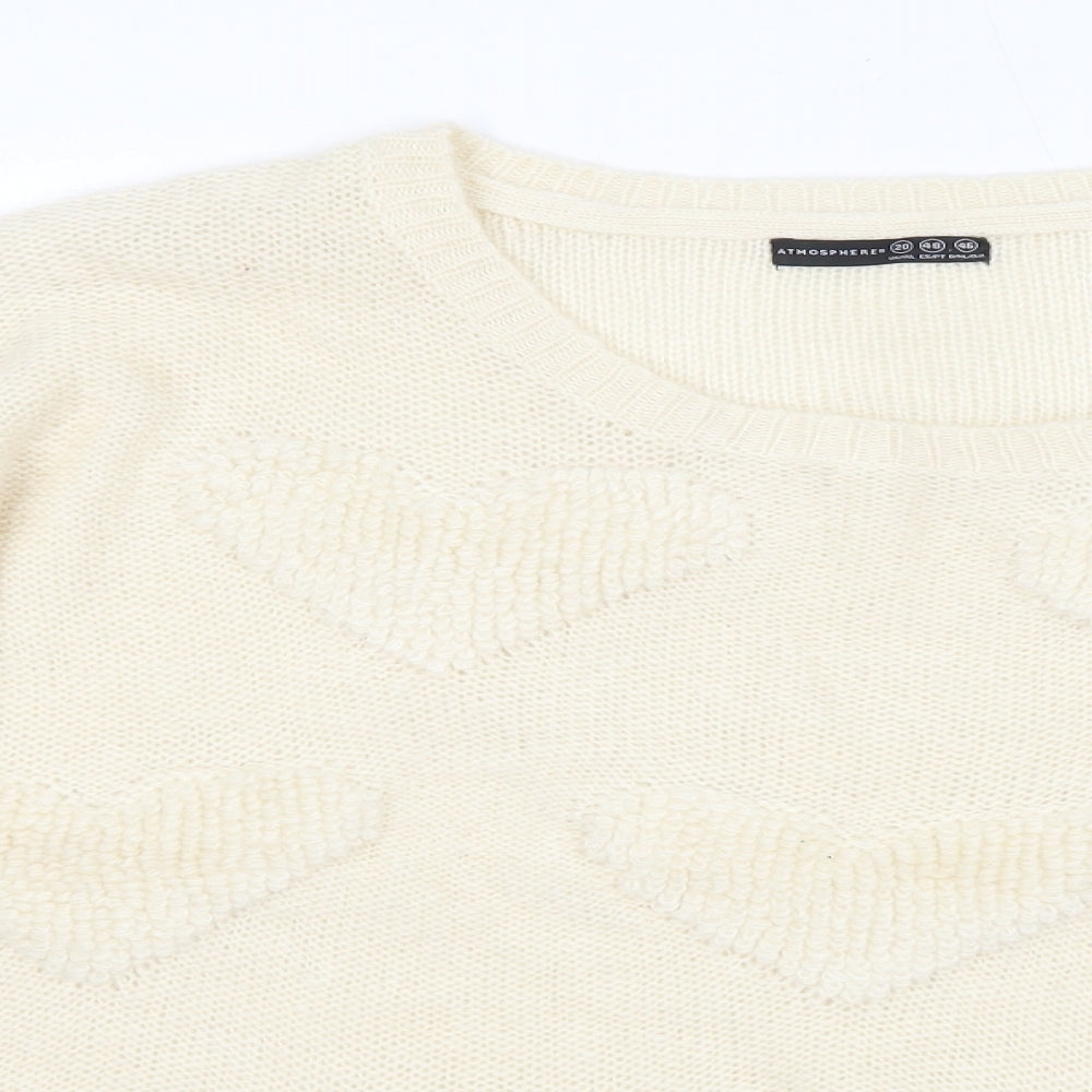 Primark Womens Ivory Round Neck  Acrylic Pullover Jumper Size 20