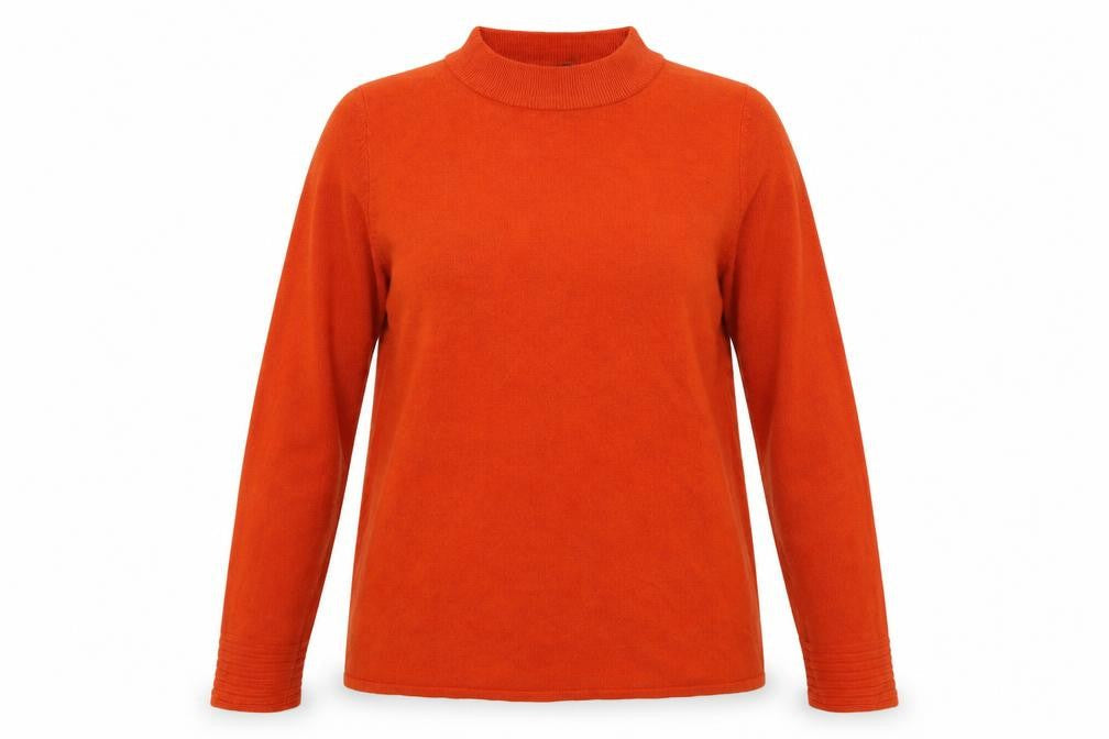 Bonmarché Womens Orange Round Neck Acrylic Pullover Jumper Size 14
