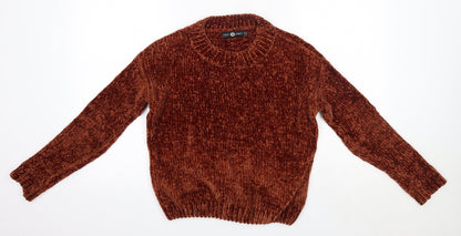 Daisy Street Womens Brown Round Neck  Polyester Pullover Jumper Size 6