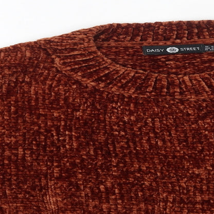 Daisy Street Womens Brown Round Neck  Polyester Pullover Jumper Size 6