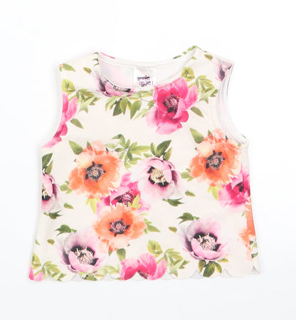 E-vie Angel Girls Ivory Floral Polyester Tunic Tank Size 9-12 Months Round Neck  - Red Pink Orange flowers