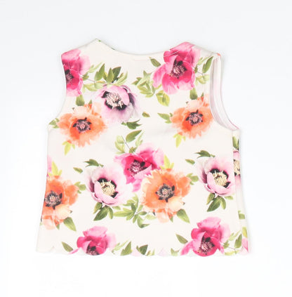 E-vie Angel Girls Ivory Floral Polyester Tunic Tank Size 9-12 Months Round Neck  - Red Pink Orange flowers