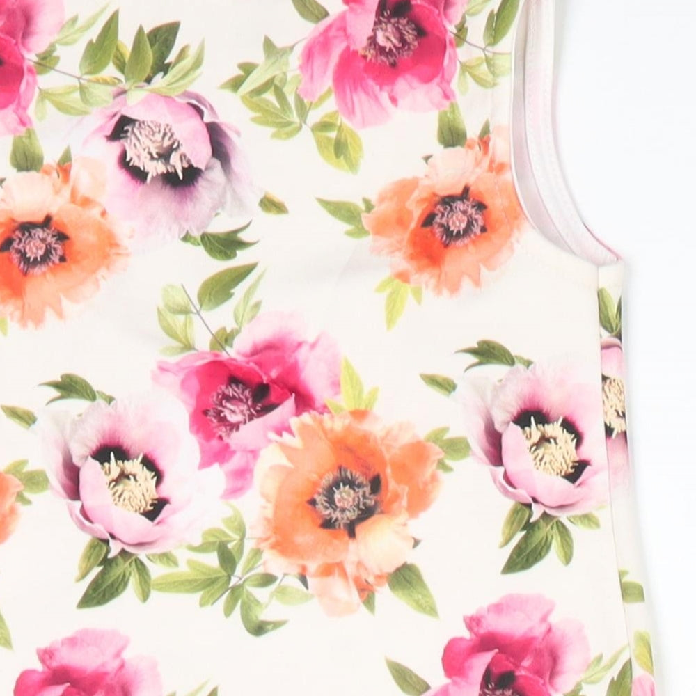 E-vie Angel Girls Ivory Floral Polyester Tunic Tank Size 9-12 Months Round Neck  - Red Pink Orange flowers