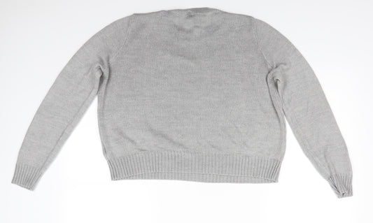 Womens UK Size M Divided Grey Pullover Jumper