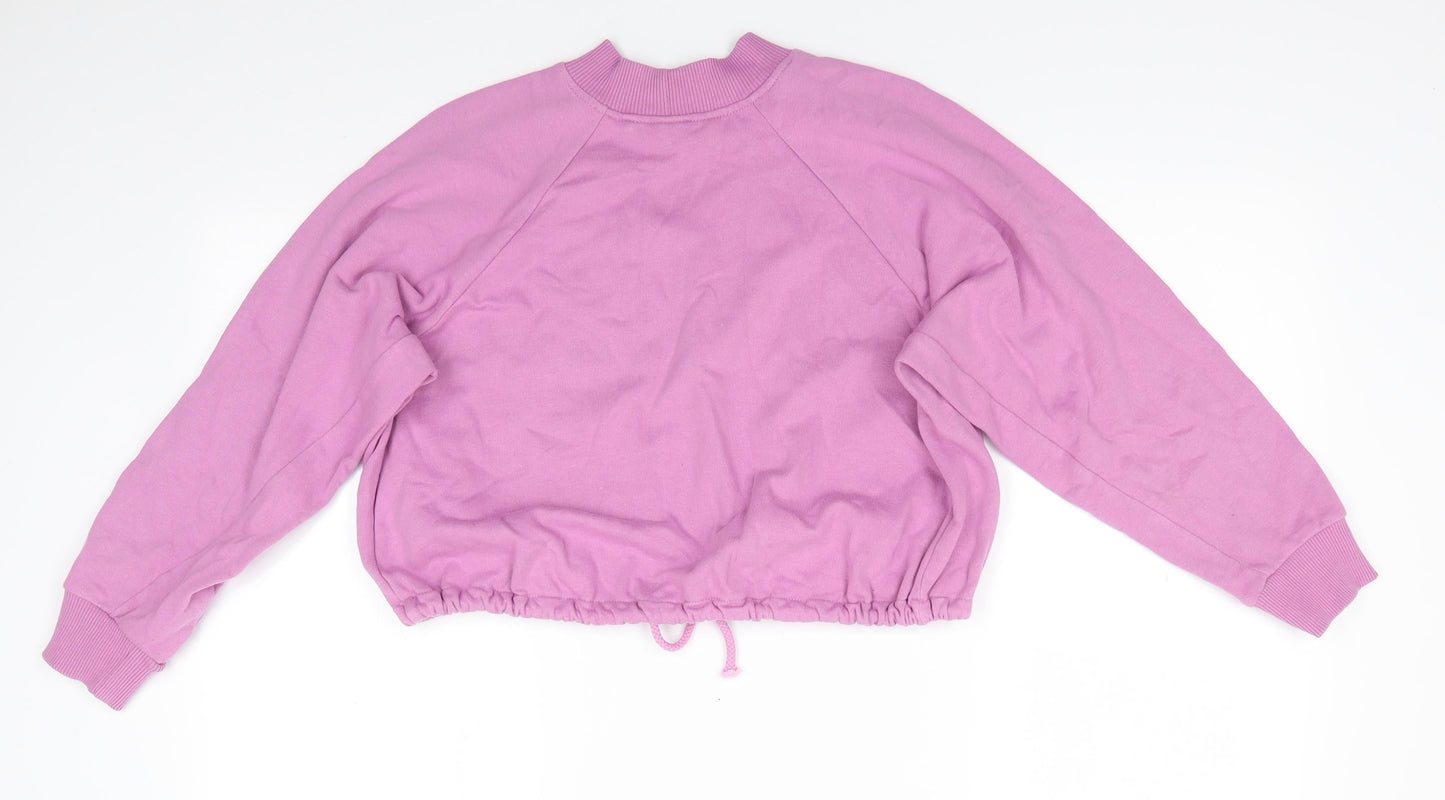NEXT Girls Pink  Cotton Pullover Sweatshirt Size 12 Years   - Love Sparkle Drawstring waist