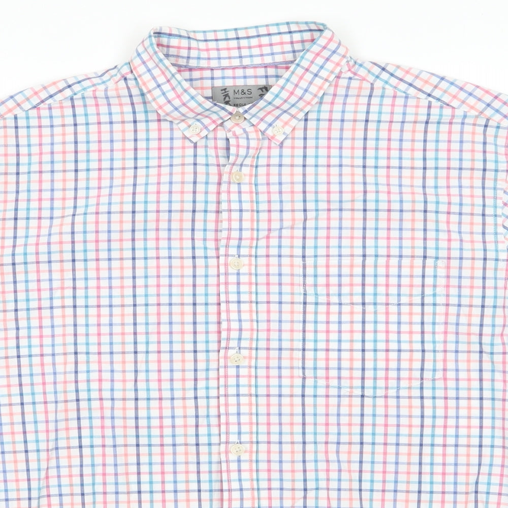 Mens UK Size L Marks and Spencer Multicoloured  Button-Up Short Sleeve Casual Sh