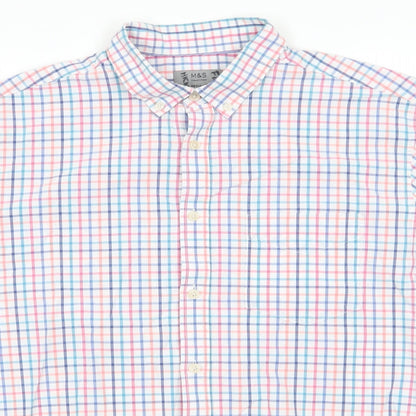 Mens UK Size L Marks and Spencer Multicoloured  Button-Up Short Sleeve Casual Sh