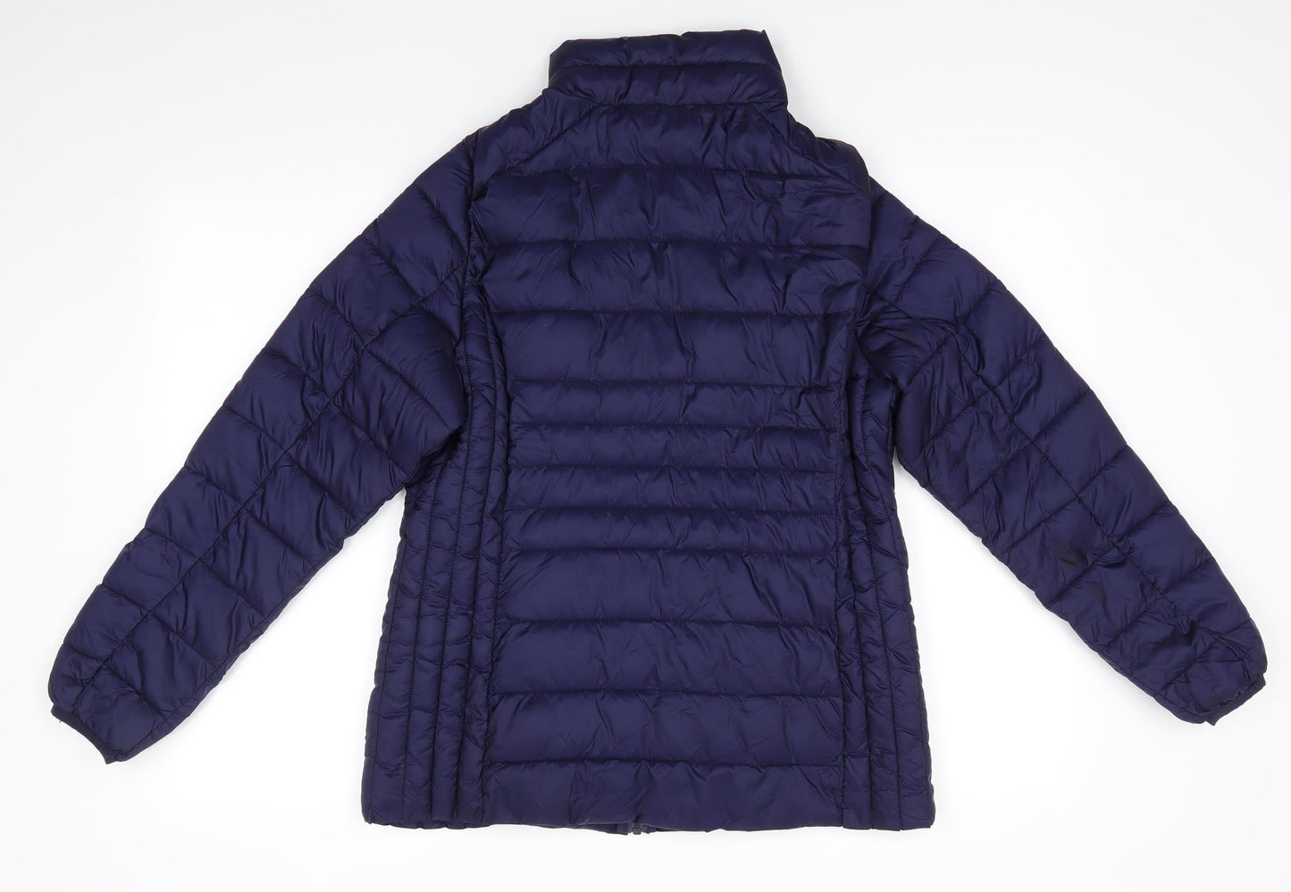 George Womens Blue   Quilted Coat   Zip - Midnight Blue subtle sheen