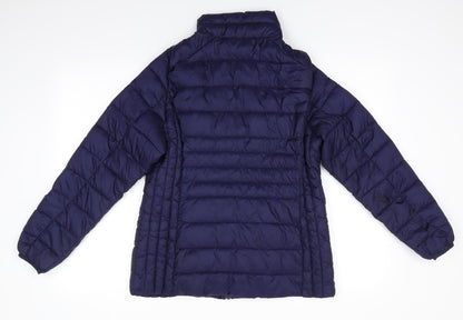 George Womens Blue   Quilted Coat   Zip - Midnight Blue subtle sheen