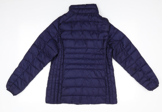 George Womens Blue   Quilted Coat   Zip - Midnight Blue subtle sheen