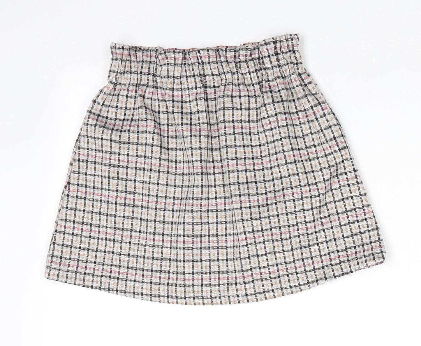 Primark Girls Ivory Check Polyester A-Line Skirt Size 3 Years  Regular  - Beige Black Pink check
