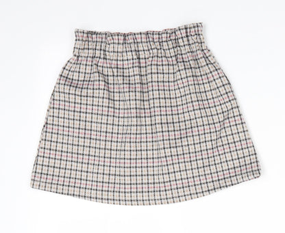 Primark Girls Ivory Check Polyester A-Line Skirt Size 3 Years  Regular  - Beige Black Pink check