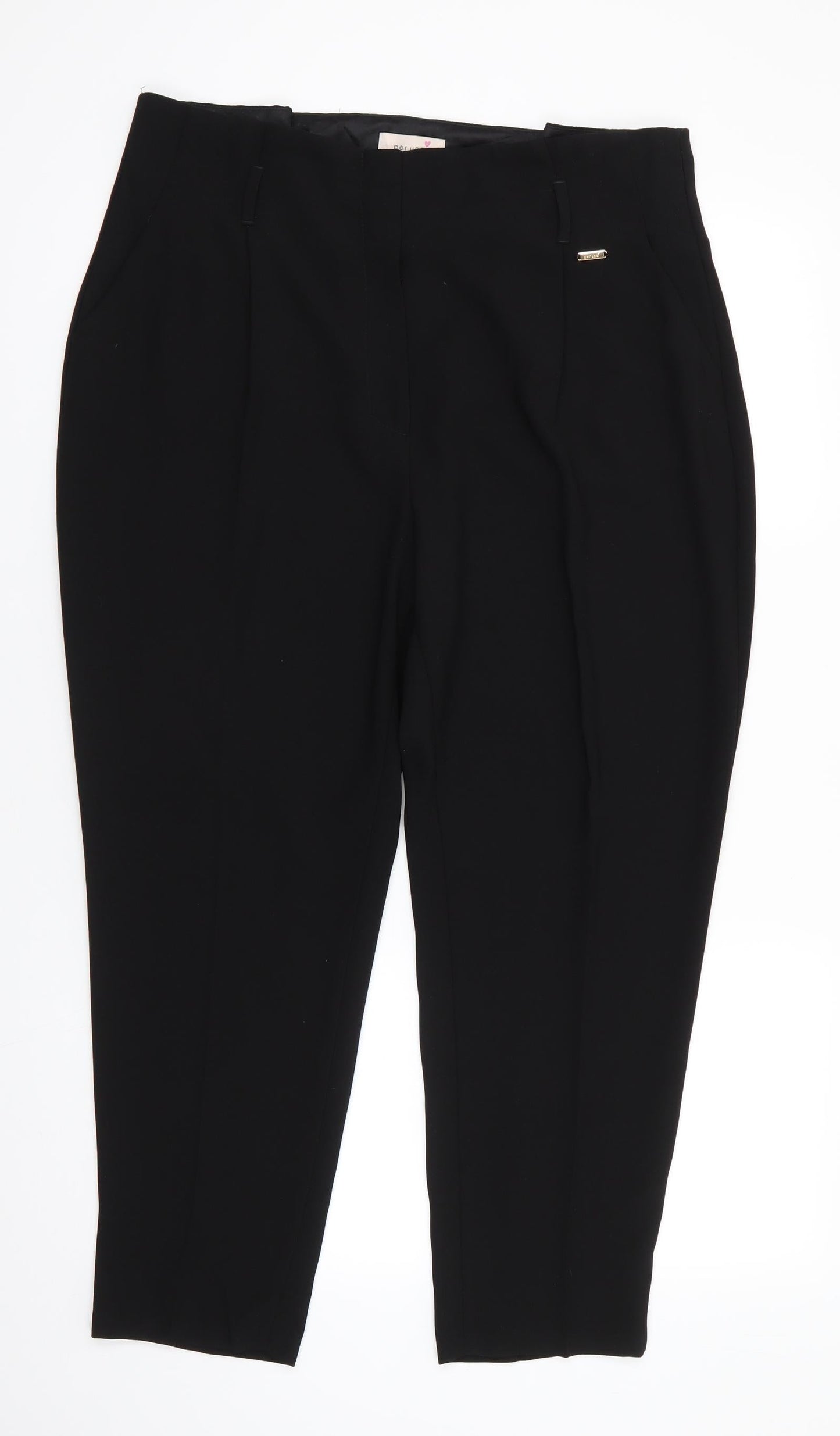 Womens UK Size 14 Per Una Regular Fit Dress Pants Black Trousers