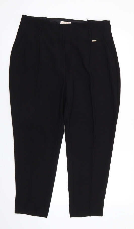 Womens UK Size 14 Per Una Regular Fit Dress Pants Black Trousers