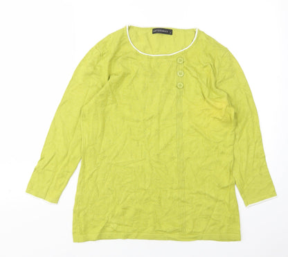 Just Elegance Womens Green Round Neck  Viscose Pullover Jumper Size M