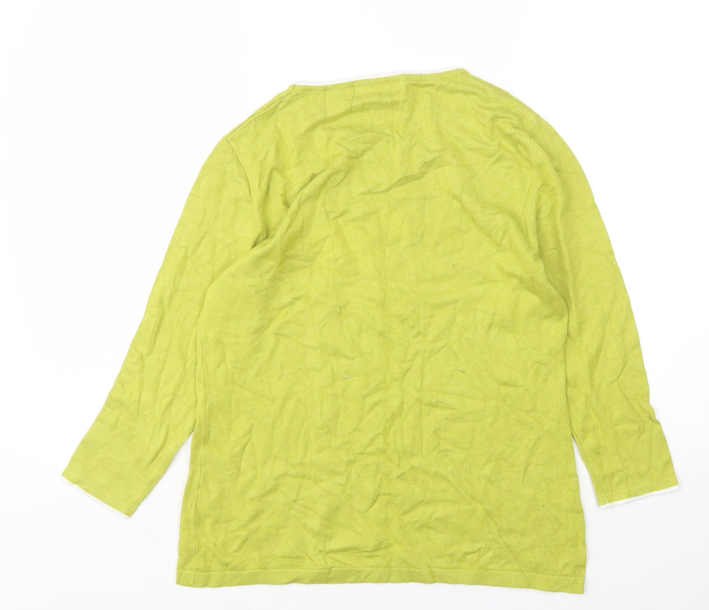 Just Elegance Womens Green Round Neck  Viscose Pullover Jumper Size M