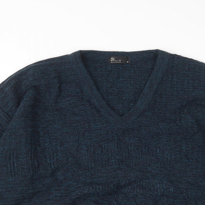 BHS Mens Green V-Neck  Acrylic Pullover Jumper Size M