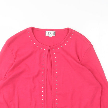 Womens UK Size 14 TIGI Pink Cardigan Jumper