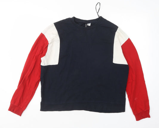 H&M Womens Multicoloured  Cotton Pullover Sweatshirt Size M