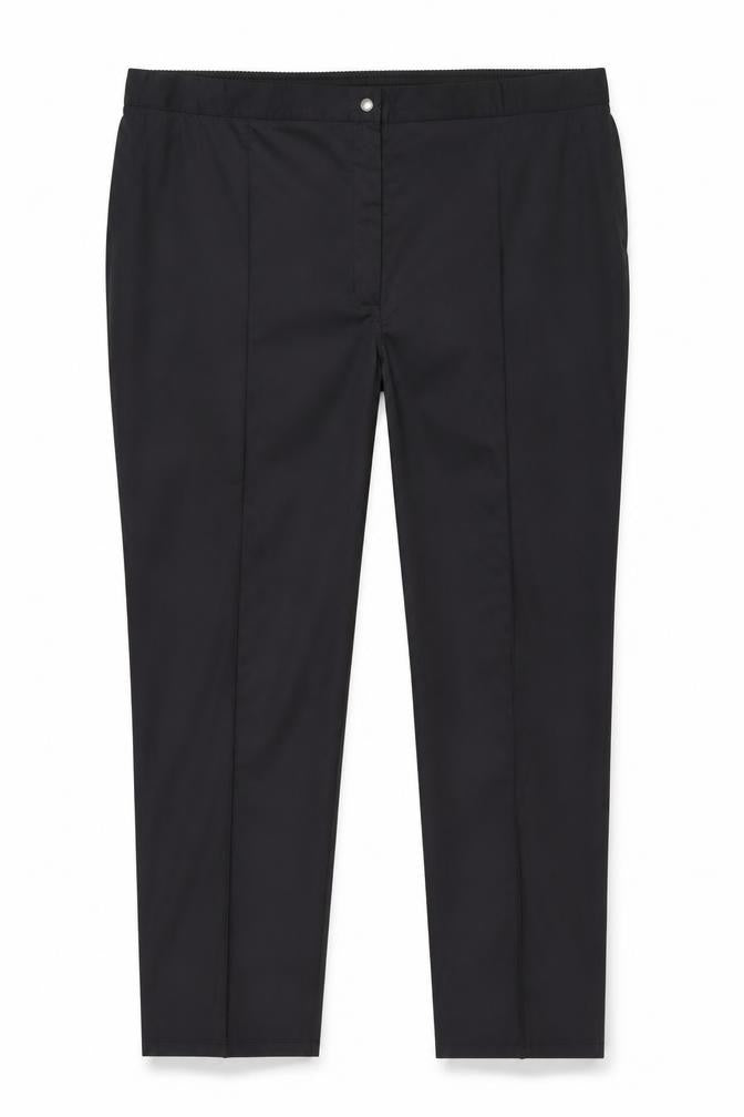 Front view of Alexandra women’s black polyester dress pants trousers, size UK 32, 27-inch leg regular