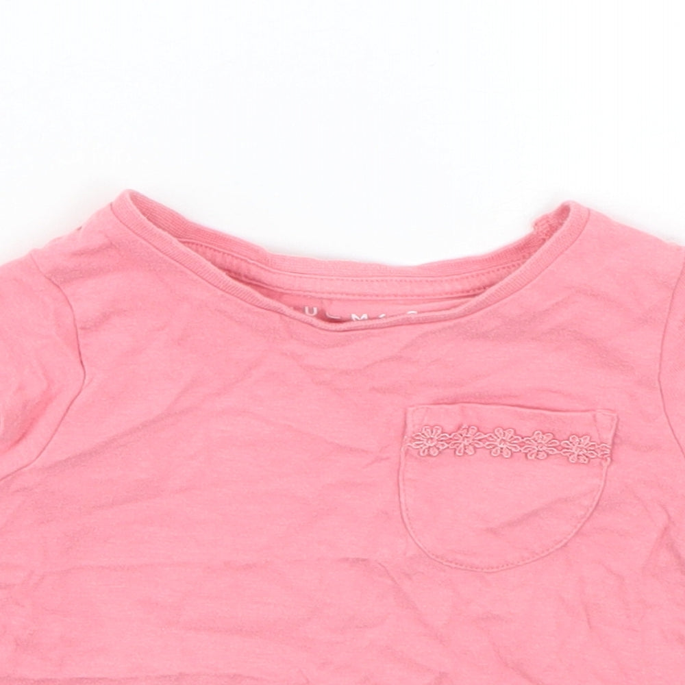 Nutmeg Girls Pink  Cotton Basic T-Shirt Size 12-18 Months Round Neck