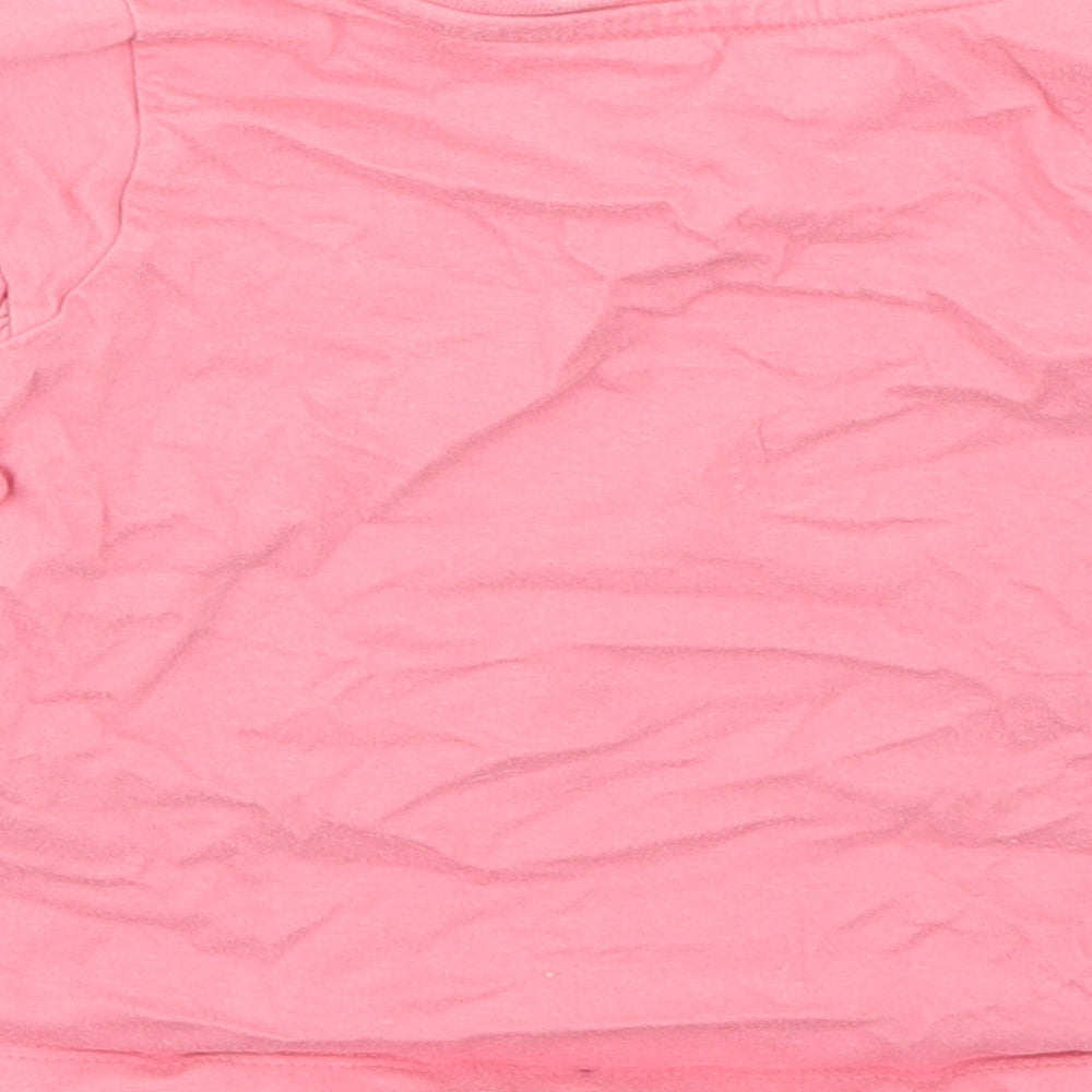 Nutmeg Girls Pink  Cotton Basic T-Shirt Size 12-18 Months Round Neck