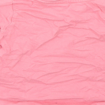 Nutmeg Girls Pink  Cotton Basic T-Shirt Size 12-18 Months Round Neck