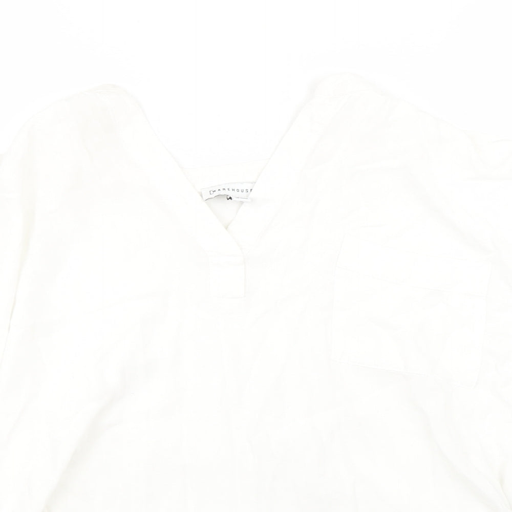 Womens UK Size 8 Warehouse White Basic Blouse