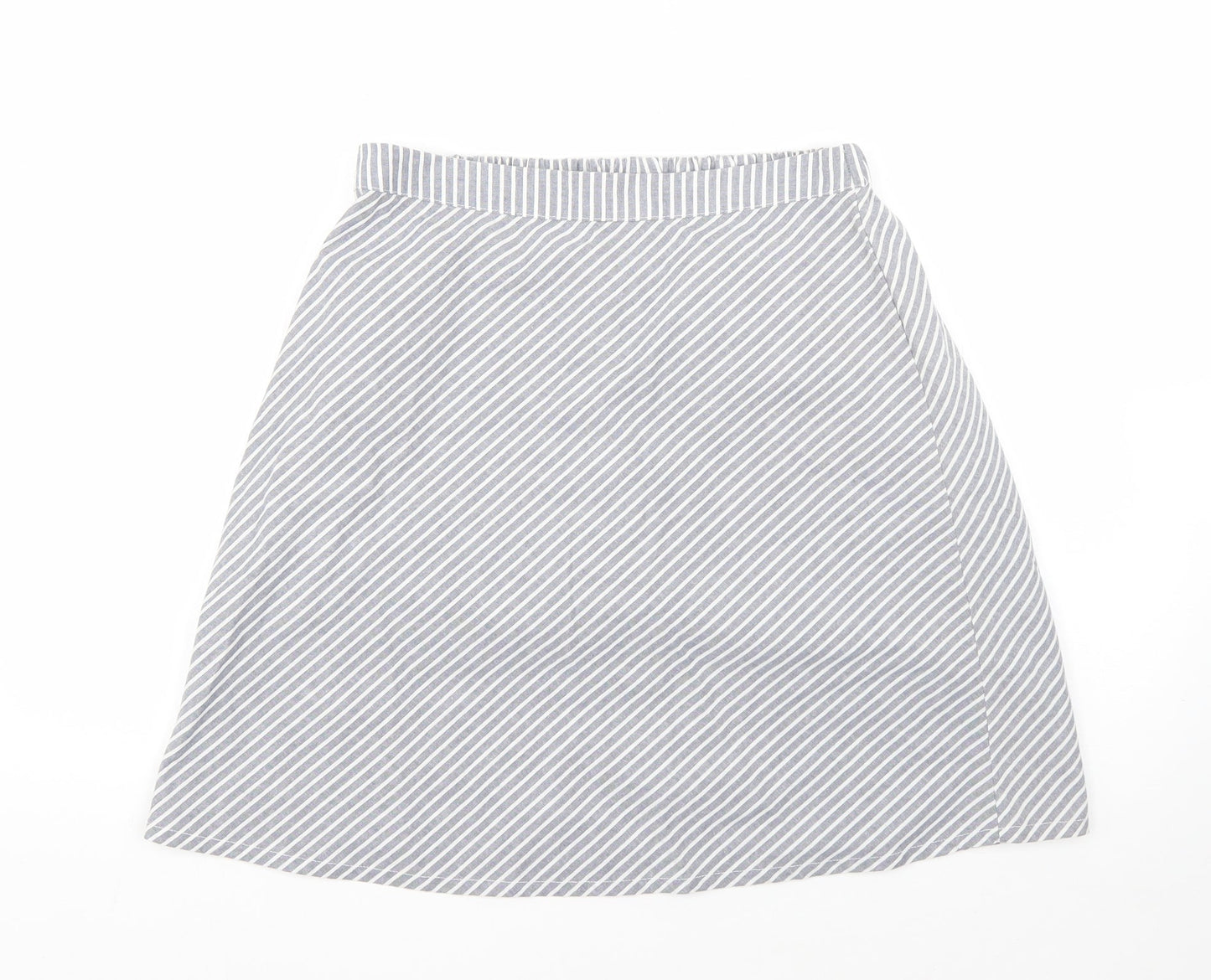 Villa Clothin Womens Grey Striped Cotton A-Line Skirt Size 36 in
