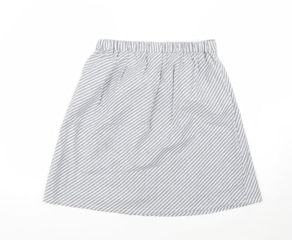Villa Clothin Womens Grey Striped Cotton A-Line Skirt Size 36 in