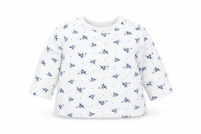 Front view of M&Co girls’ white floral cotton jumper, size 0-3, months