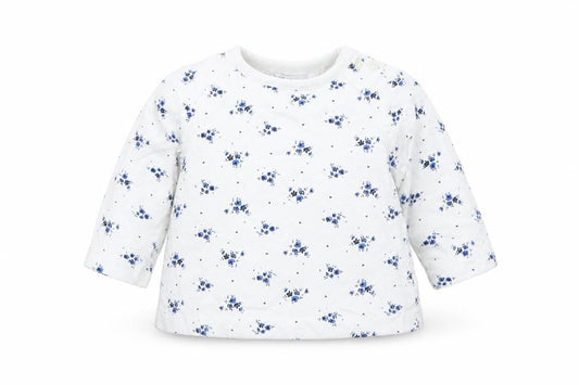 M&Co Girls White Floral Cotton Pullover Jumper Size 0-3 Months