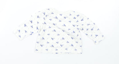 M&Co Girls White Floral Cotton Pullover Jumper Size 0-3 Months