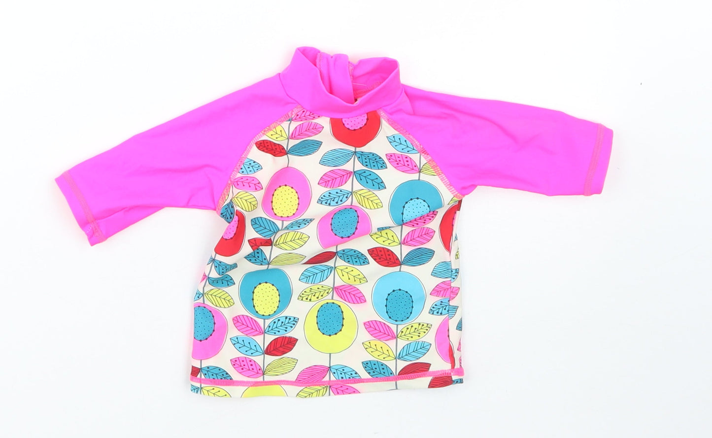Mini Clube Girls Pink Floral Polyester  Blouse Size 6-9 Months Halter  - swim beach