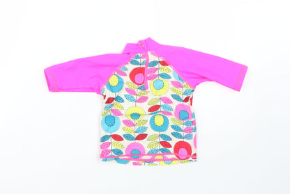 Mini Clube Girls Pink Floral Polyester  Blouse Size 6-9 Months Halter  - swim beach