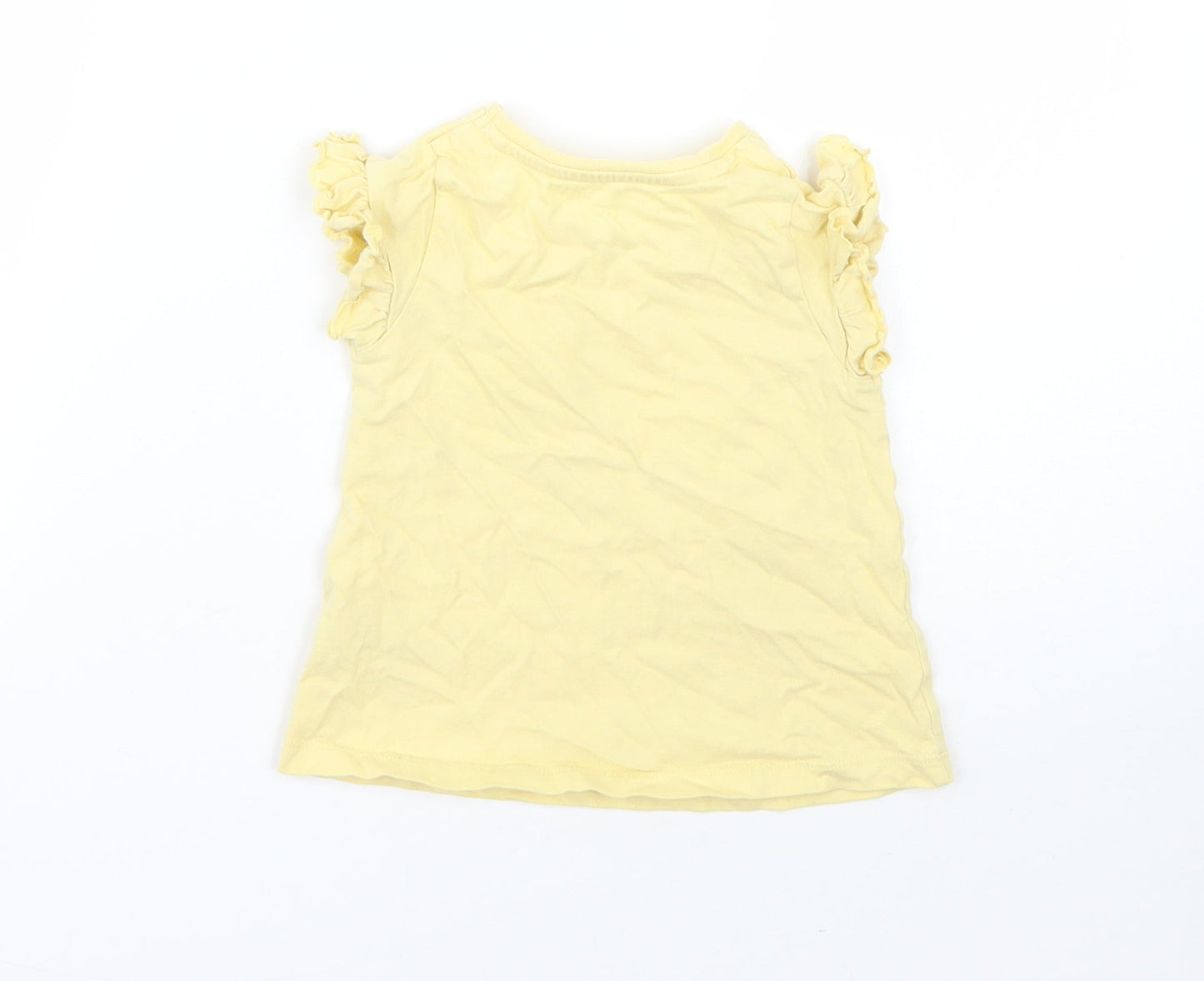 George Girls Yellow  Cotton Basic T-Shirt Size 12-18 Months Round Neck