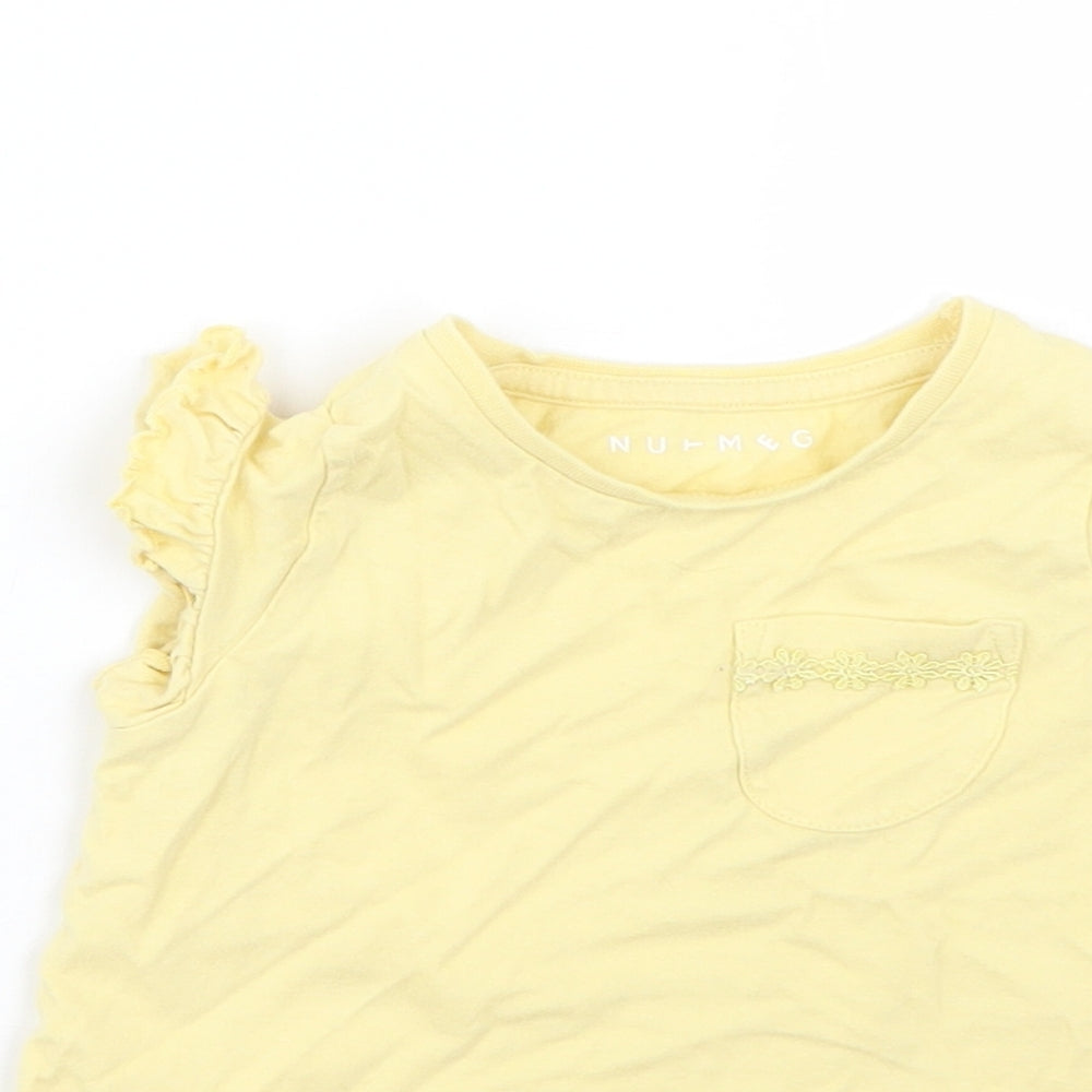 George Girls Yellow  Cotton Basic T-Shirt Size 12-18 Months Round Neck