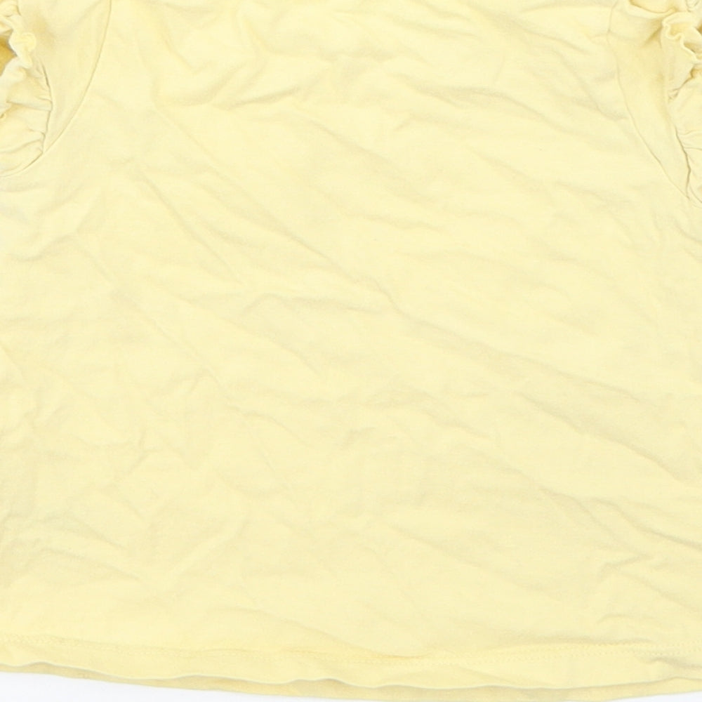 George Girls Yellow  Cotton Basic T-Shirt Size 12-18 Months Round Neck