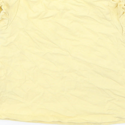 George Girls Yellow  Cotton Basic T-Shirt Size 12-18 Months Round Neck