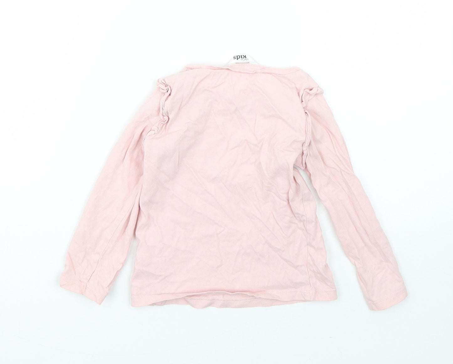 M&Co Girls Pink  Cotton Basic T-Shirt Size 2-3 Years Round Neck  - love heart