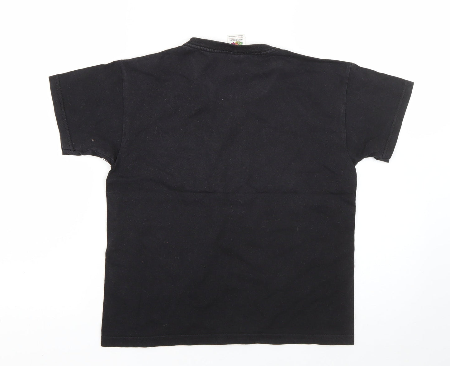Fruit of the Loom Girls Black  Cotton Basic T-Shirt Size 7-8 Years Round Neck