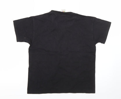Fruit of the Loom Girls Black  Cotton Basic T-Shirt Size 7-8 Years Round Neck