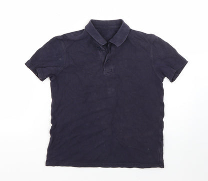 Additional front view of George boys’ blue cotton basic polo, size 10-11, years collared