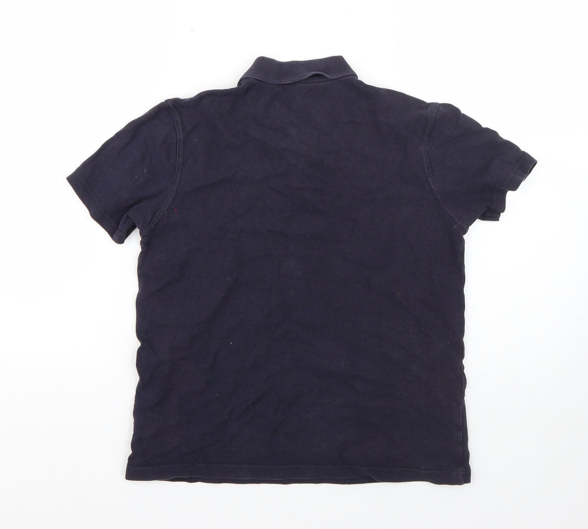 Back view of George boys’ blue cotton basic polo, size 10-11, years collared