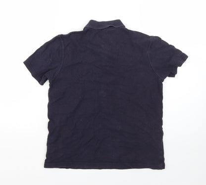 Back view of George boys’ blue cotton basic polo, size 10-11, years collared