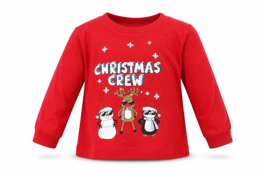 Preworn Baby Red  Cotton  Pyjama Top Size 6-9 Months   - christmas