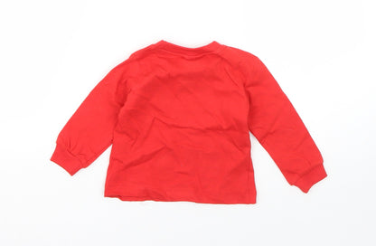 Preworn Baby Red  Cotton  Pyjama Top Size 6-9 Months   - christmas