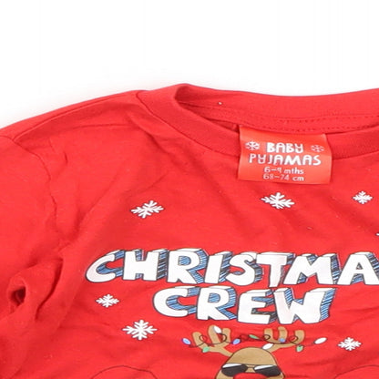 Preworn Baby Red  Cotton  Pyjama Top Size 6-9 Months   - christmas